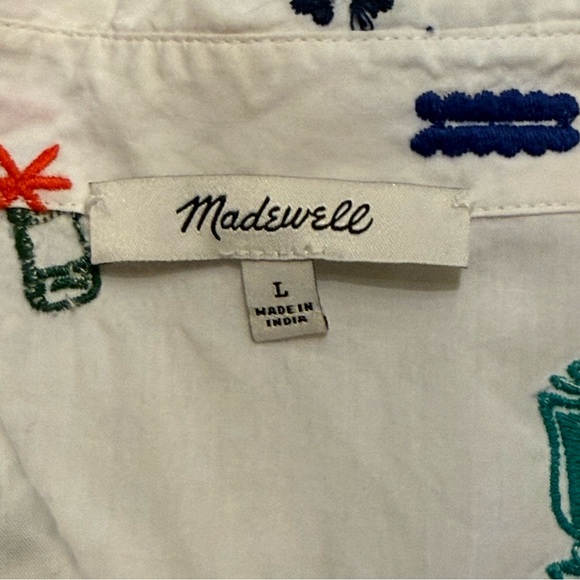 Madewell Summer Friday Embroidered Courier Button-Back Shirt Size L - Picture 8 of 13